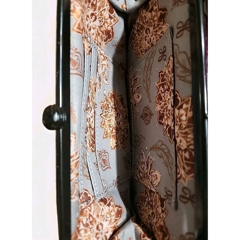 HOBO Lauren Double Frame Clutch Retired Eggplant Smooth Leather Wanderlust In. - Picture 8 of 9